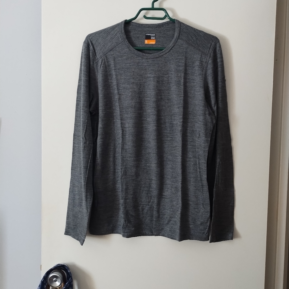 ICEBREAKER Men's Merino Gray Long Sleeve Shirt M